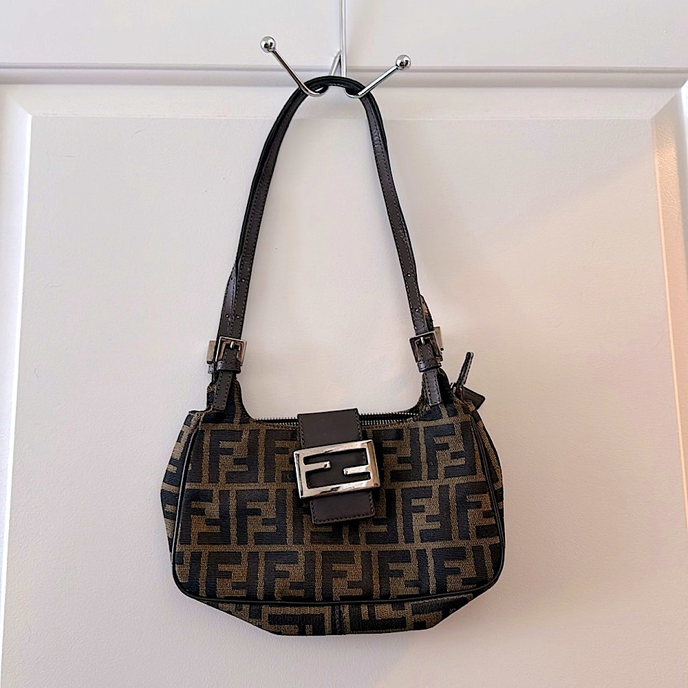 *** SOLD***FENDI Zucca Hand Shoulder Bag Purse Canvas Leather Brown Vintage